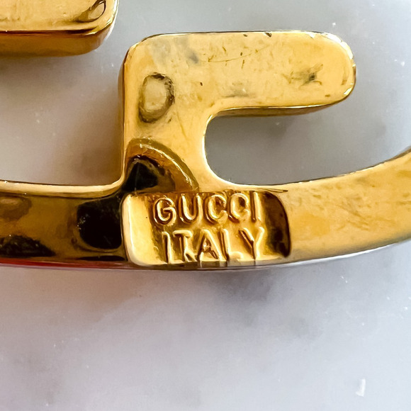 Vintage GUCCI Belt Buckle Two Toned Gold Silver Made in Italy Unisex - Picture 4 of 5
